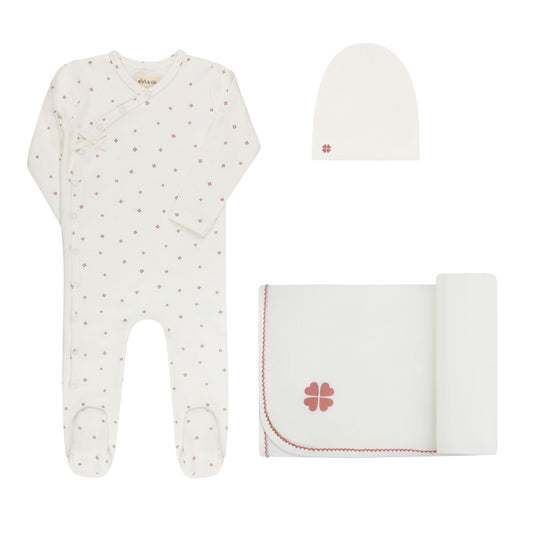 Clover Print Take Me Home Ivory Pink Set