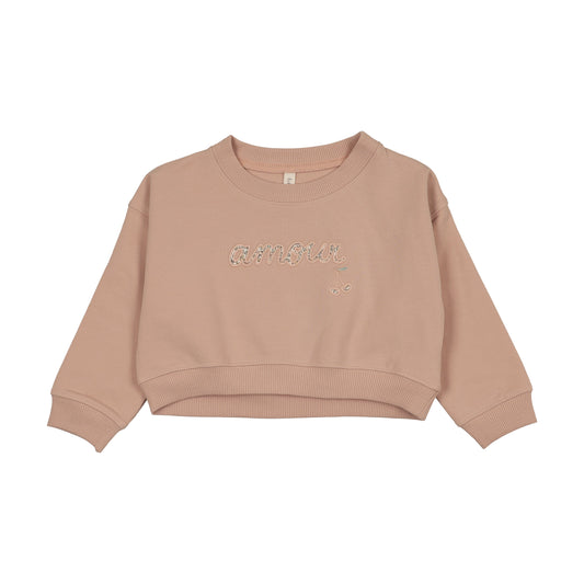 Cropped Baby Pink Floral Sweatshirt