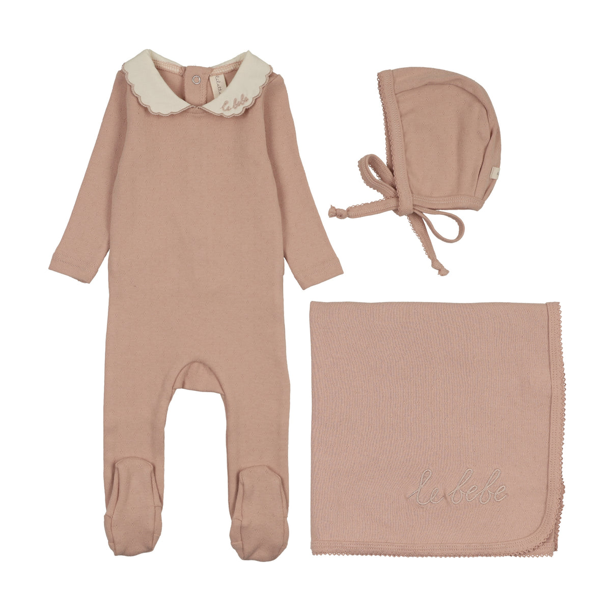 Le Bebe Pointelle Dusty Pink Layette Set