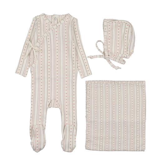 Linear Print Cream Pink Layette Set