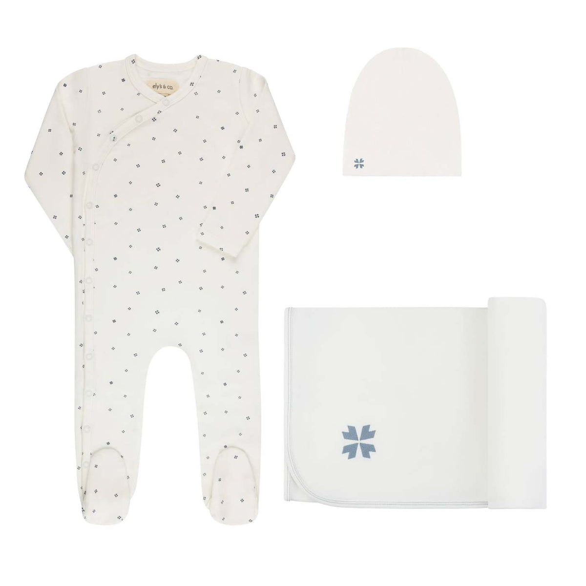 Clover Print Take Me Home Ivory Blue Set