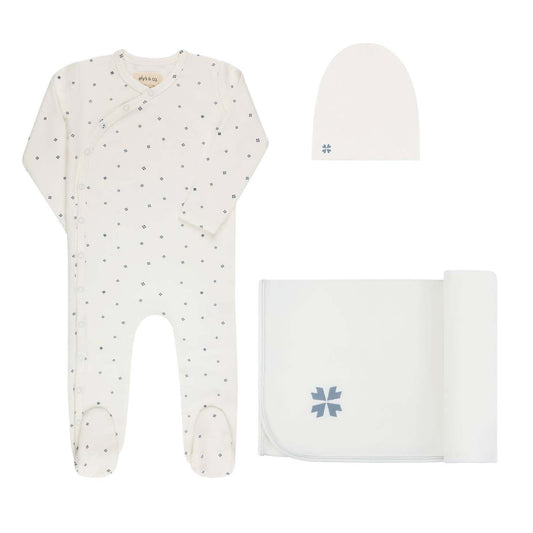 Clover Print Take Me Home Ivory Blue Set
