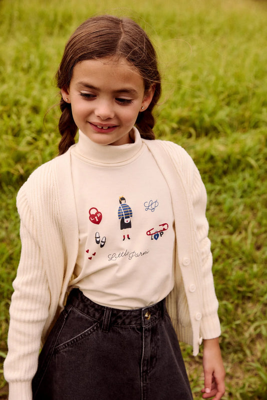 Printed Ivory Turtleneck