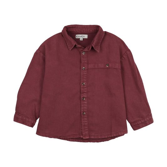 Boys Washed Burgundy Shirt