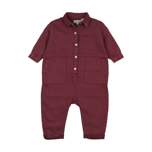Boys Washed Burgundy Romper