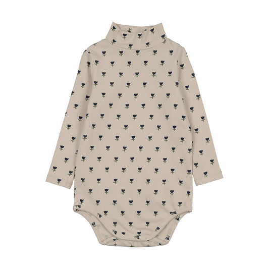 Mockneck Blue Tulip Print Onesie