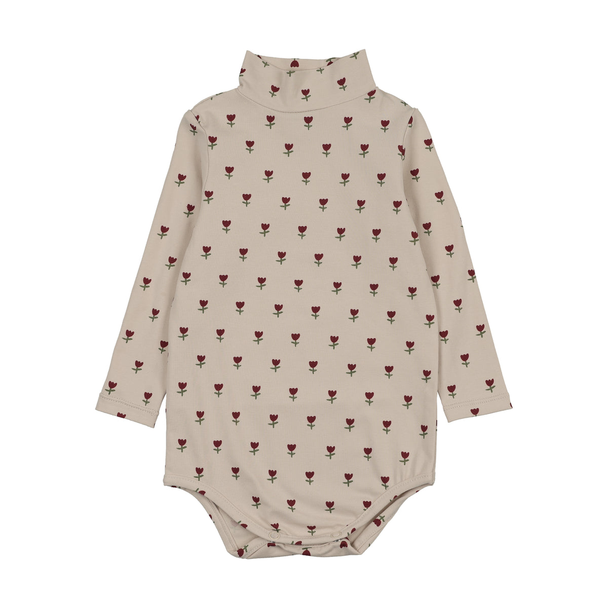 Mockneck Burgundy Tulip Print Onesie