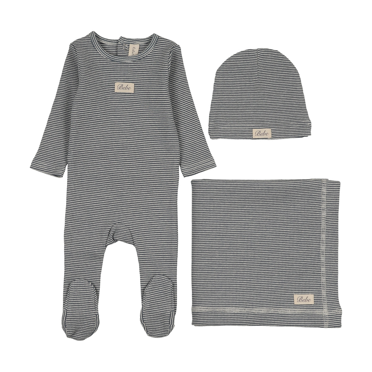 Striped Bebe Off Navy Layette Set