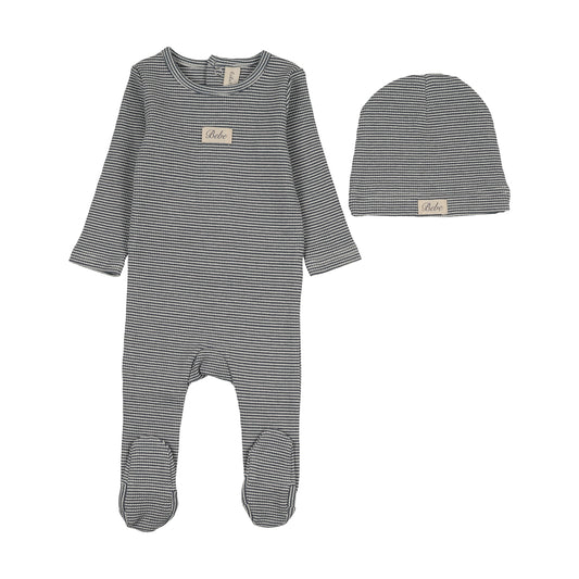 Striped Bebe Off Navy Footie Set