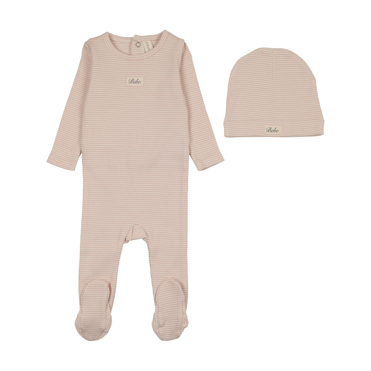 Striped Bebe Dusty Pink Footie Set