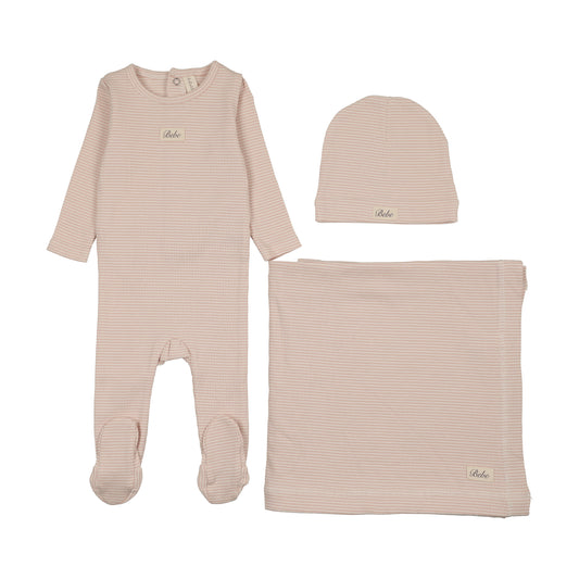 Striped Bebe Dusty Pink Layette Set