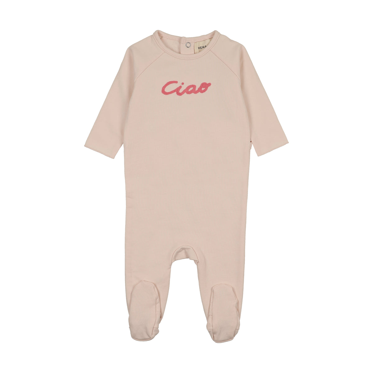 French Terry Embroidered Wordart Neon Pink Footie