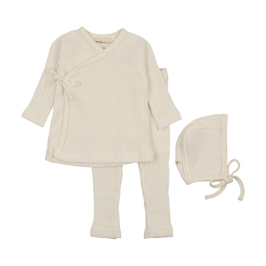 Waffle Stitched Edge Ivory Two Piece Set