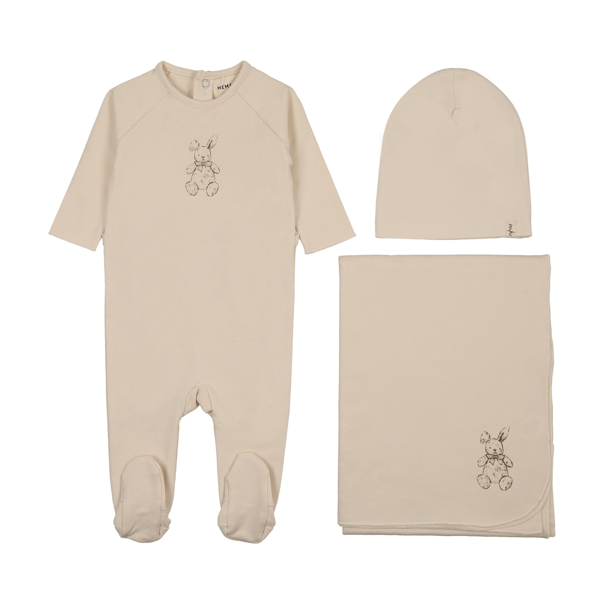 Vintage Bunny Print Light Beige Three Piece Set
