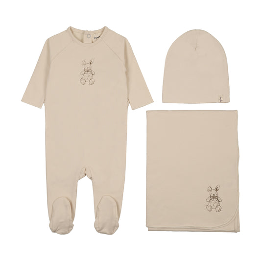 Vintage Bunny Print Light Beige Three Piece Set