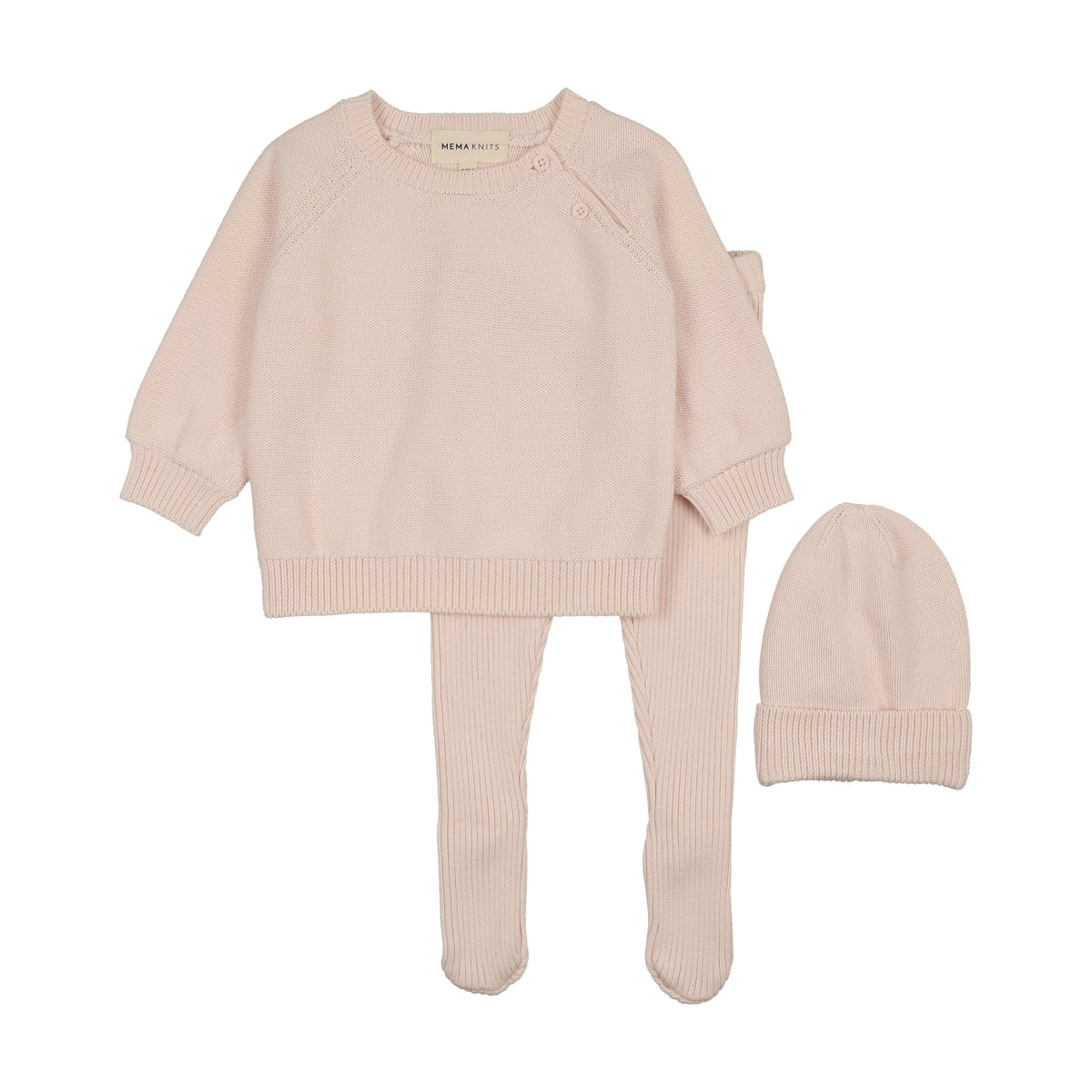 Knit Baby Blush Two Piece Set with Beanie