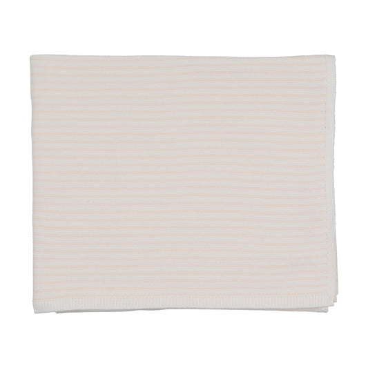 Baby Blush Striped White Knit Blanket