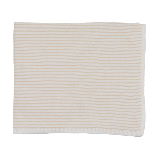 Sand Striped White Knit Blanket