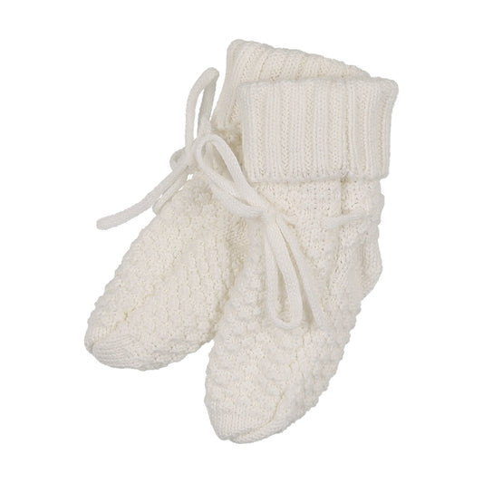 Waffle Knit White Booties