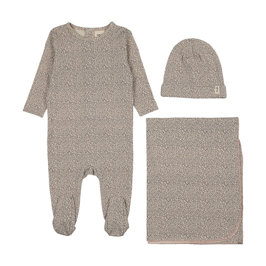 Leaf Printed Pink Three Piece Set