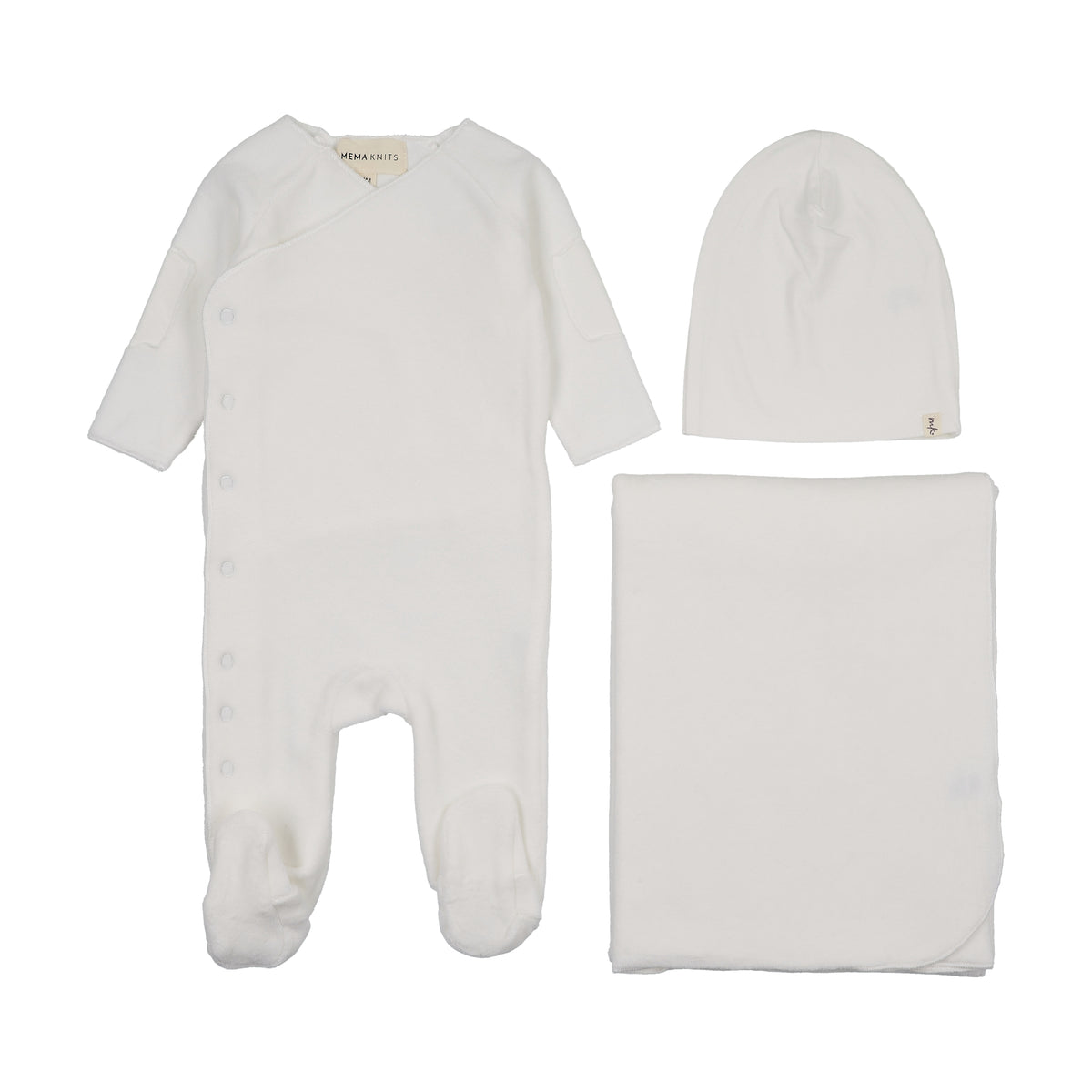 Velour Side Snap Blue Three Piece Set