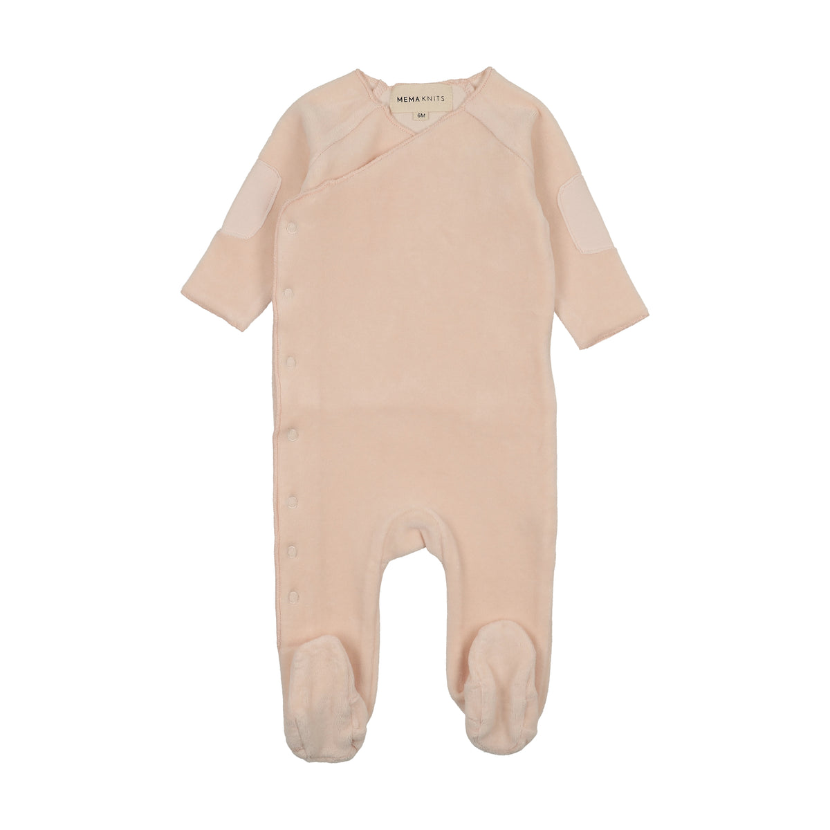 Velour Side Snap Baby Blush Footie
