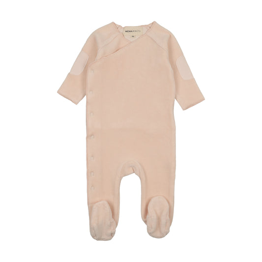 Velour Side Snap Baby Blush Footie