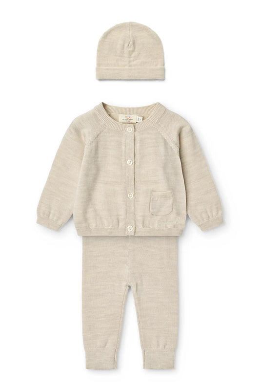 Classic Merino Pale Cream Melange Baby 3pc Set