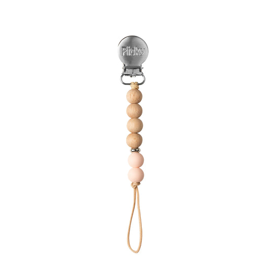Wood And Silicone Straight Peachy Pink Paci Clip
