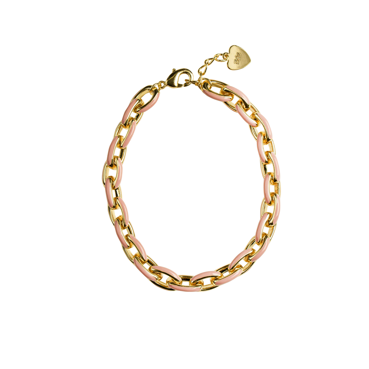 Enamel Pink And Gold Link Bracelet