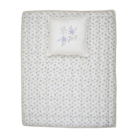 Blossom Crochet Trim Quilted Powder Blanket with Pillow