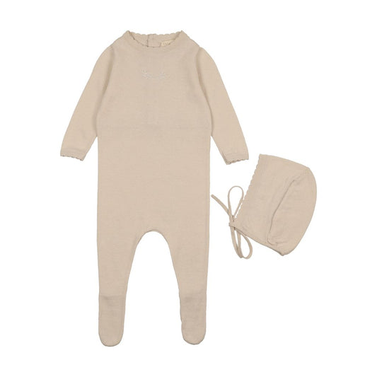 Signature Knit Stone Footie with Bonnet