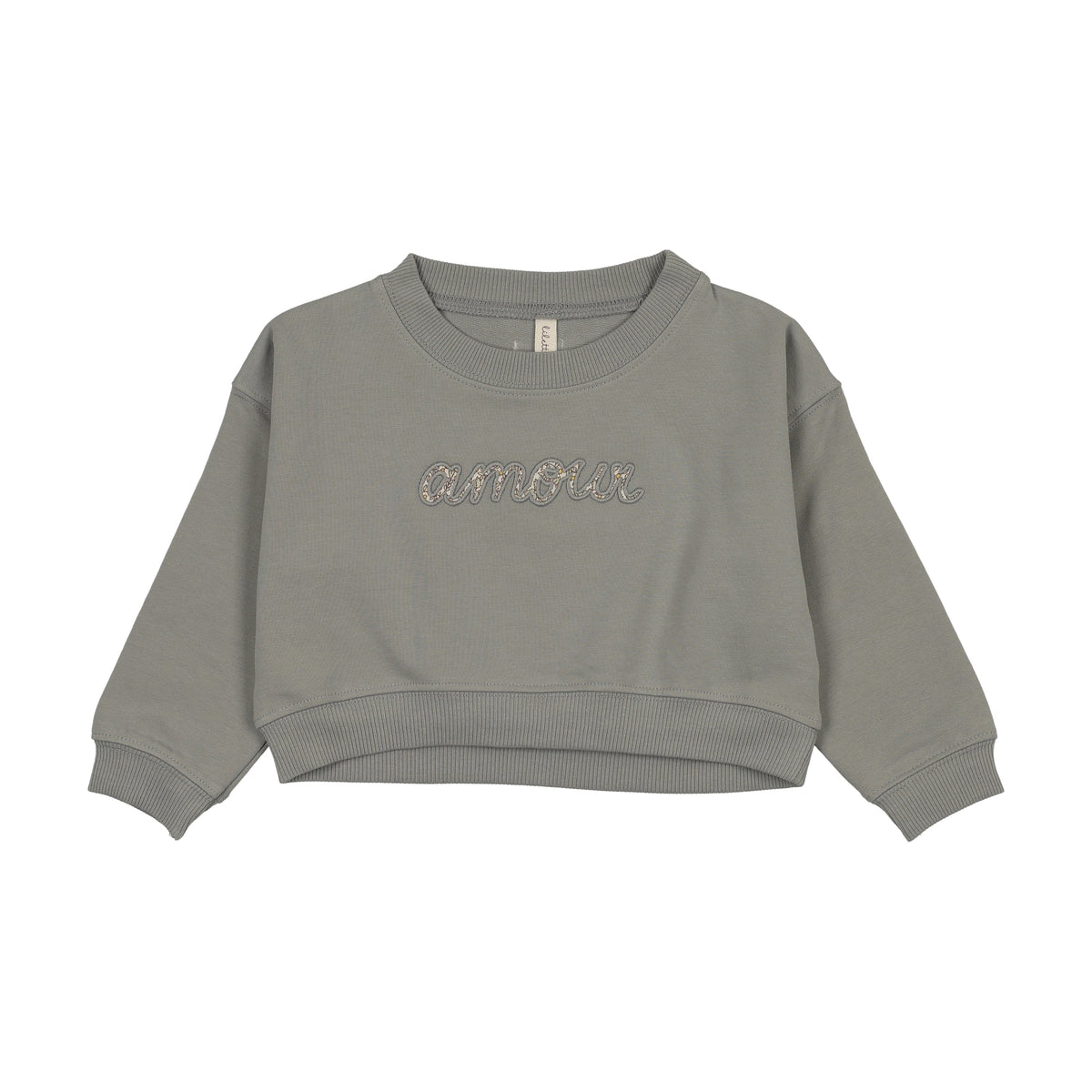 Cropped Baby Blue Floral Sweatshirt