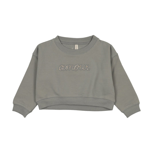 Cropped Baby Blue Floral Sweatshirt