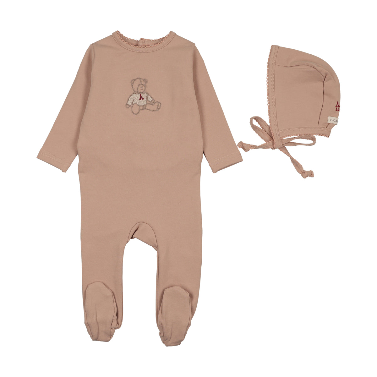 Sweet Bear Dusty Pink Footie Set