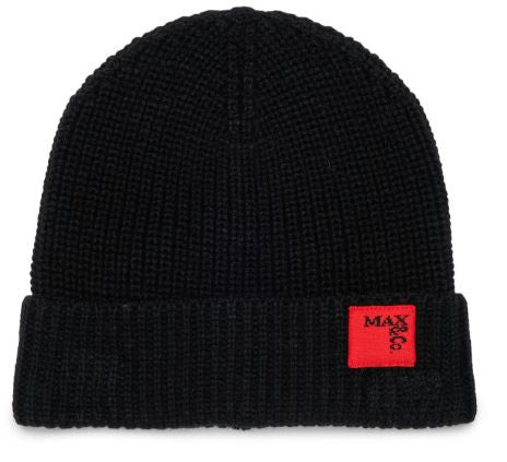 Knit Black Beanie with Logo
