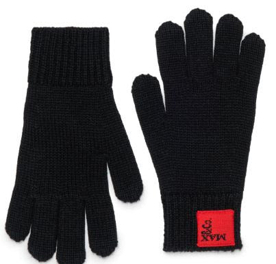 Knit Black Gloves with Logo